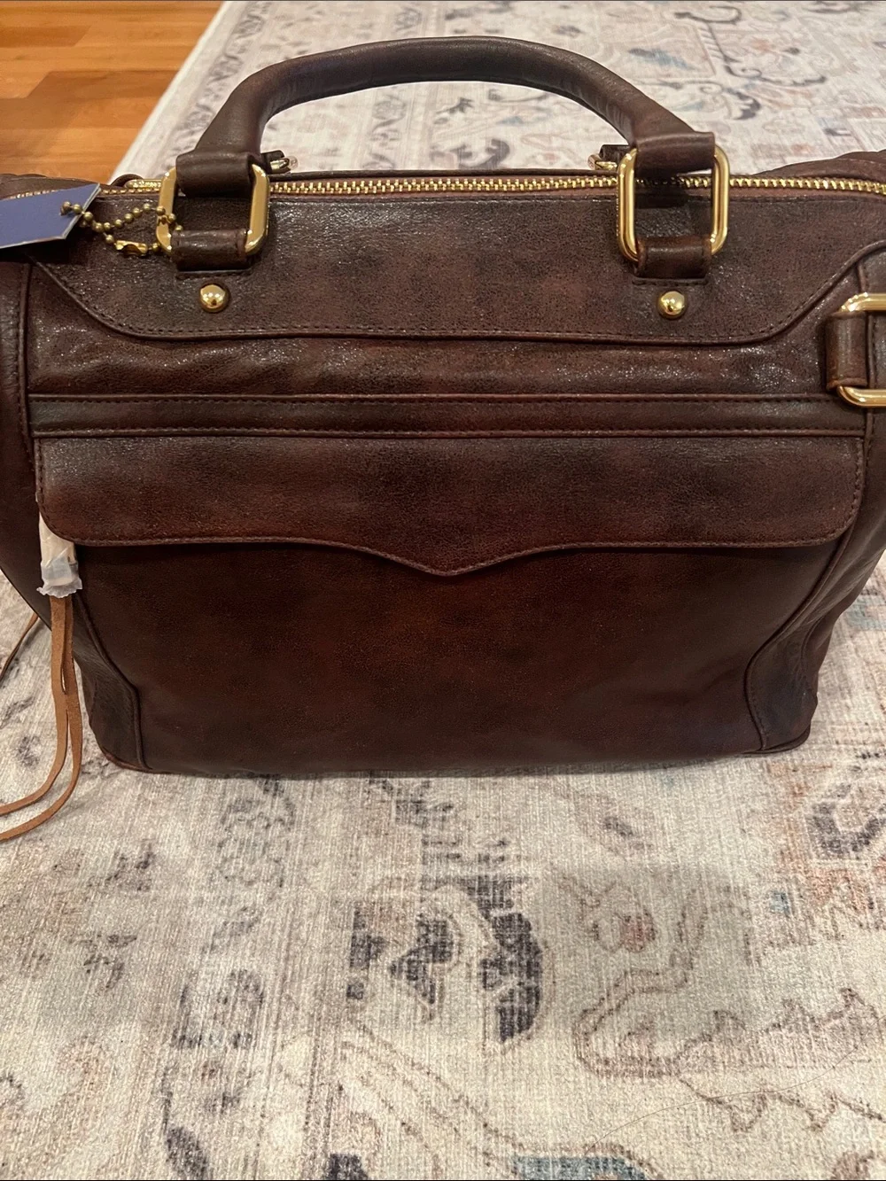 Rebecca Minkhoff OG MAB Satchel - Dark Brown Leather, Square Gold Hardware - NWT